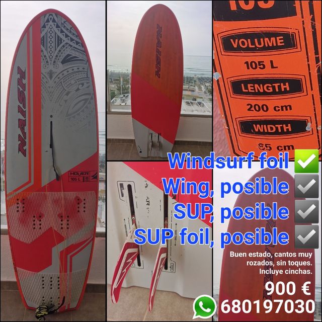 Tabla de windsurf foil Naish Hover 105 litros.