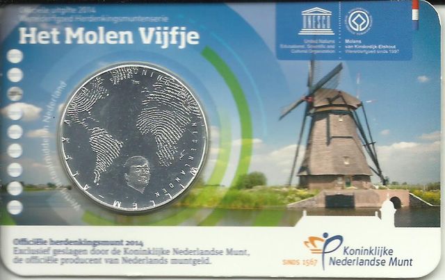 MONEDA PAISES BAJOS 2014. COINCARD. 5 Euros. W. A.