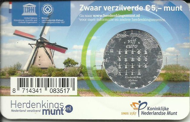 MONEDA PAISES BAJOS 2014. COINCARD. 5 Euros. W. A.