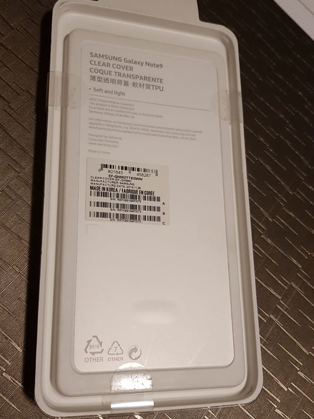 Funda clear cover Samsung Galaxy note 9 NUEVA