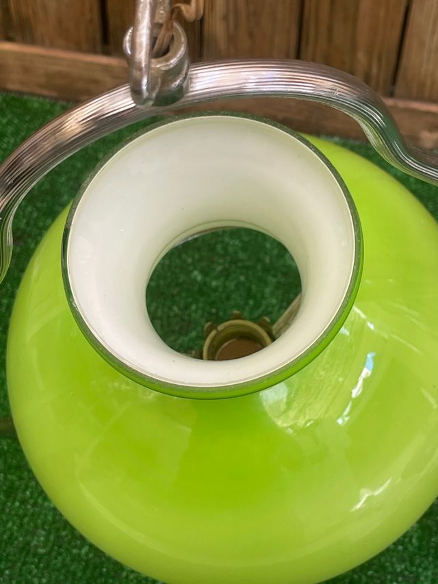 LÁMPARA DE OPALINA VERDE LIMA VINTAGE AÑOS 60