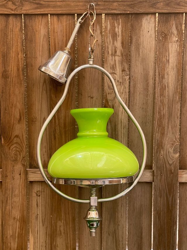 LÁMPARA DE OPALINA VERDE LIMA VINTAGE AÑOS 60