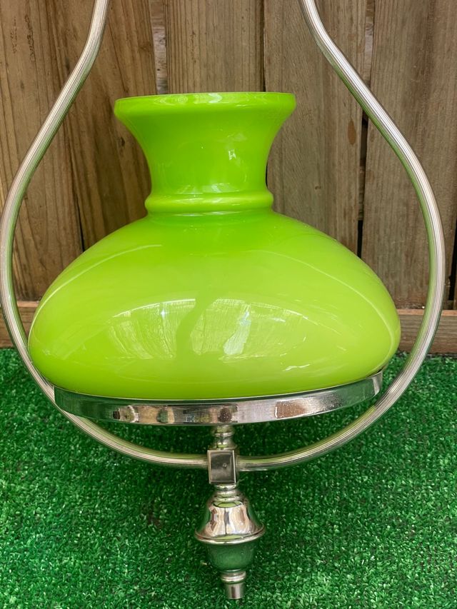 LÁMPARA DE OPALINA VERDE LIMA VINTAGE AÑOS 60