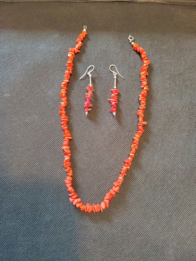 pendientes de coral i collar con plata