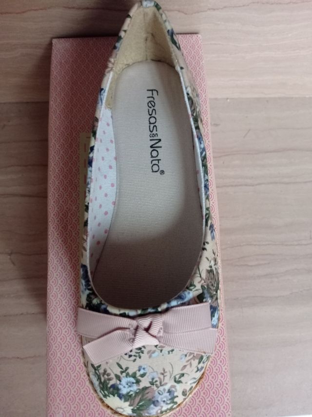 Bailarinas de tela "Fresas con Nata"