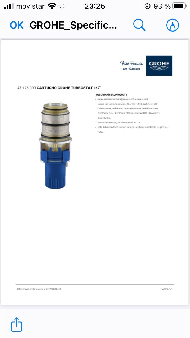 Cartucho termostatico Grohe 47175000