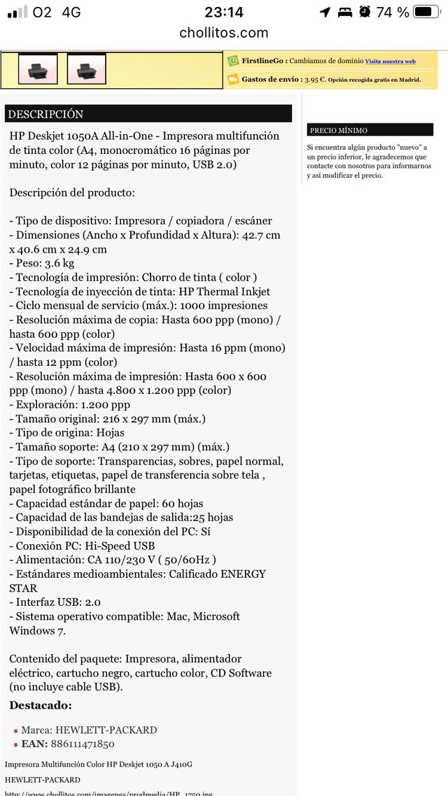 Impresora HP Deskjet 1050A