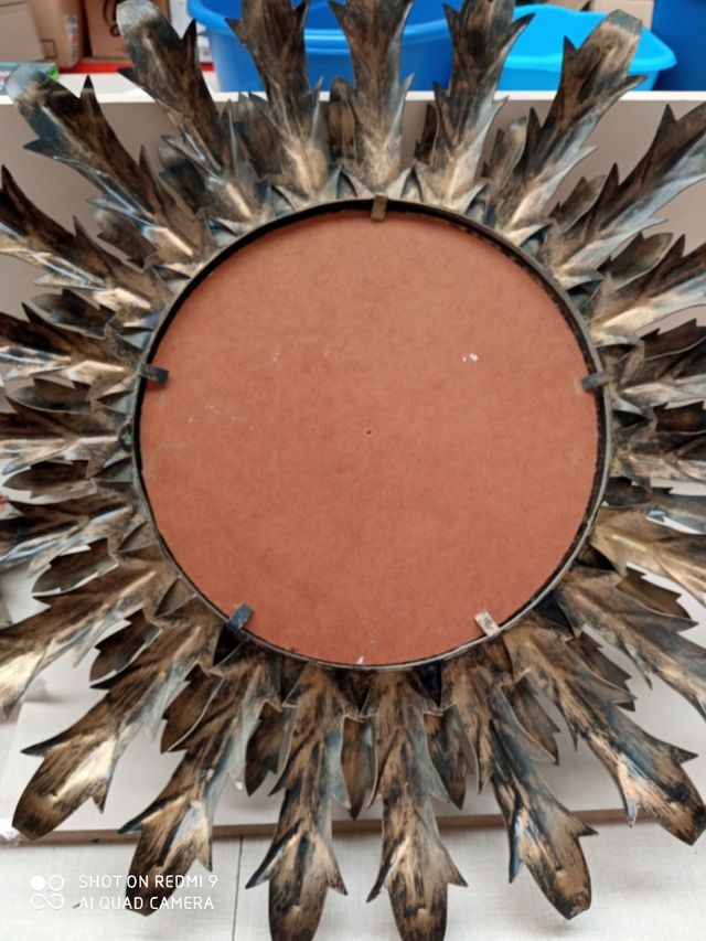 sol cuadro/espejo antiguo forja 65 cm diámetro