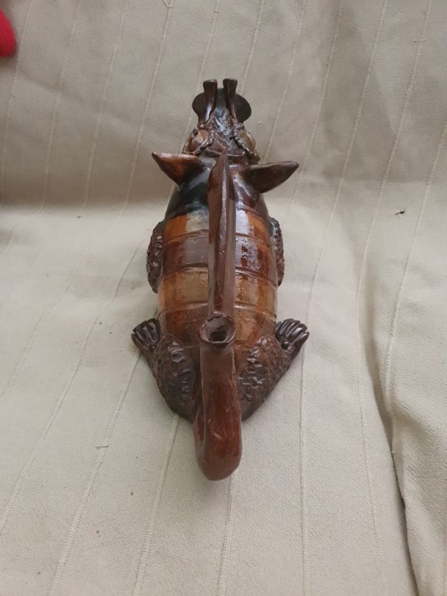 botijo caimán, cerámica vidriada, casatejada