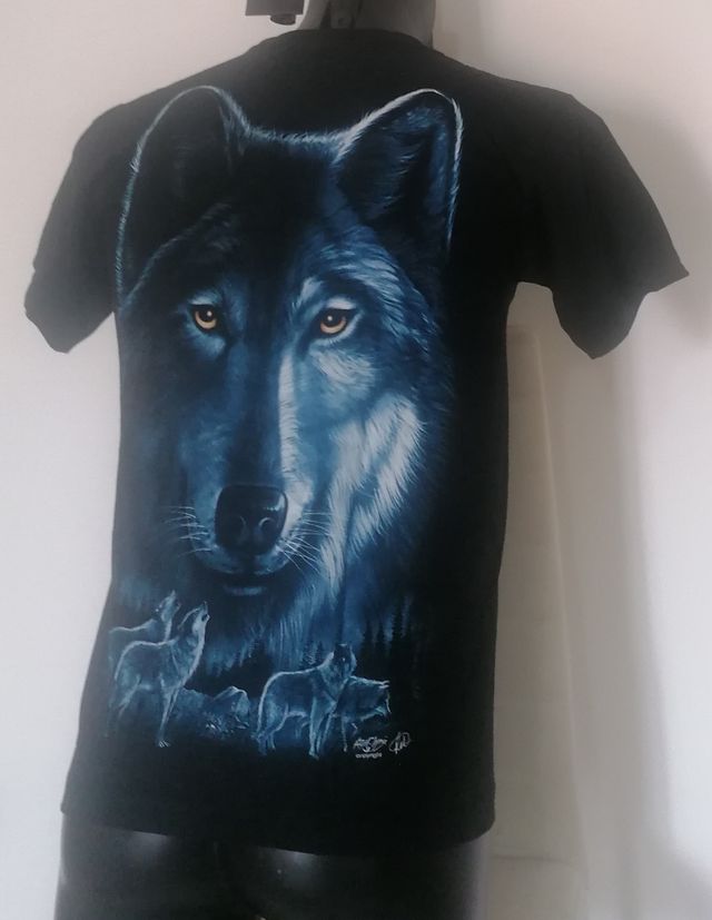 Maglietta t-shirt Lupo Branco blu Harley Davidson