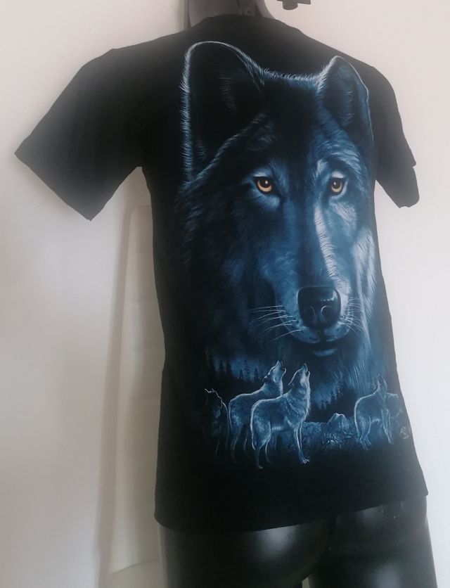 Maglietta t-shirt Lupo Branco blu Harley Davidson