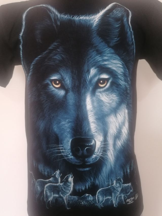 Maglietta t-shirt Lupo Branco blu Harley Davidson