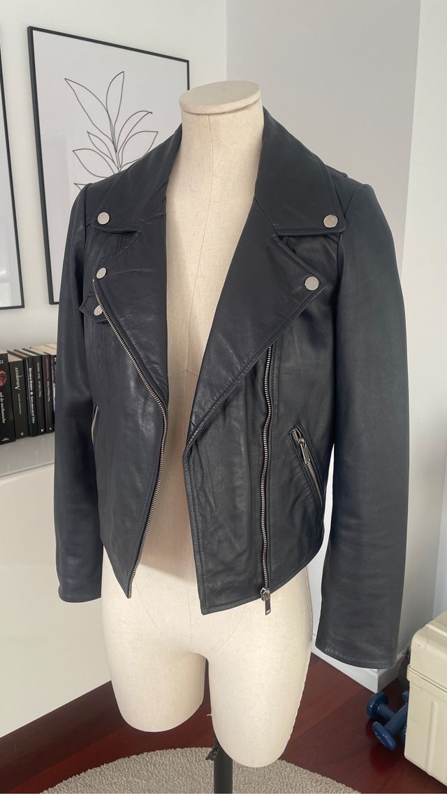 Chaqueta Biker Piel Crop
