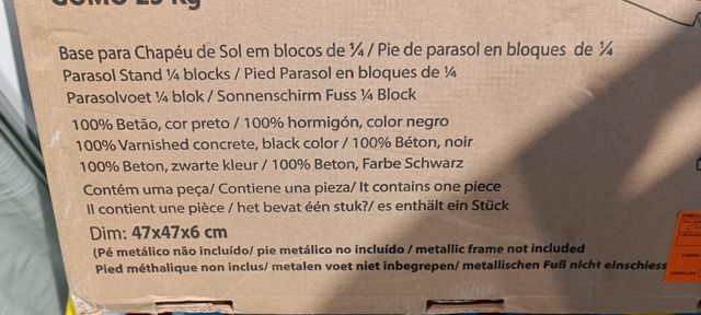1 Uds peso de hormigón para sombrilla