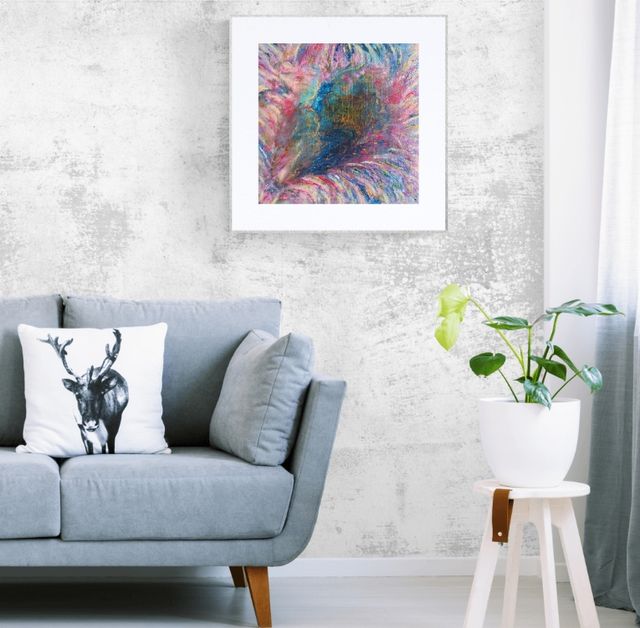 Cuadro abstracto cuadrado diversos colores 50 x 50