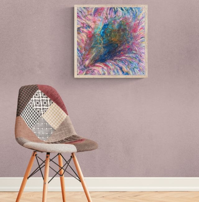 Cuadro abstracto cuadrado diversos colores 50 x 50