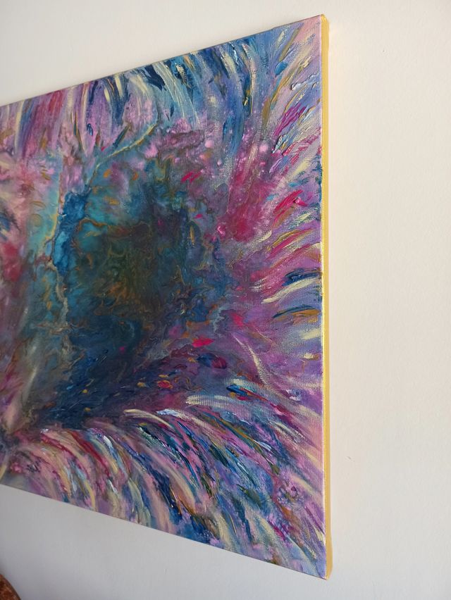 Cuadro abstracto cuadrado diversos colores 50 x 50