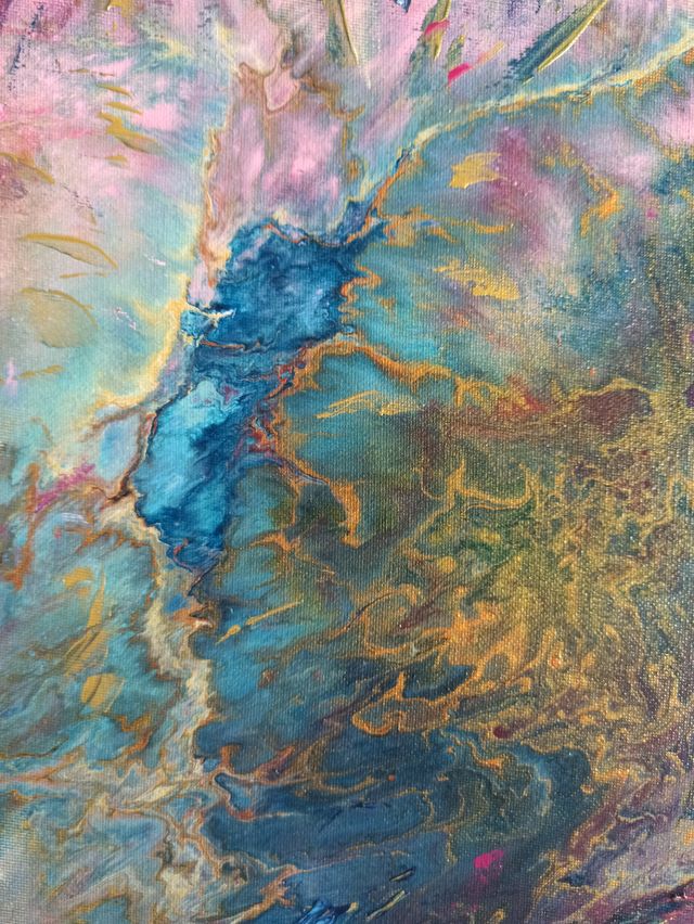 Cuadro abstracto cuadrado diversos colores 50 x 50