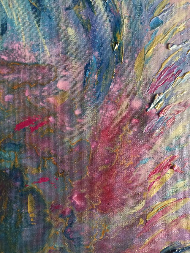 Cuadro abstracto cuadrado diversos colores 50 x 50