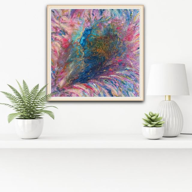 Cuadro abstracto cuadrado diversos colores 50 x 50