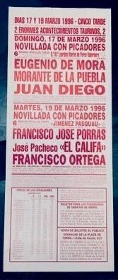 CARTEL DE TOROS DE MADRID, 17 y 19/3/1996.