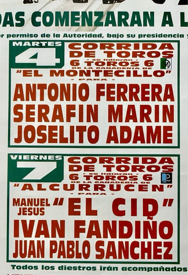 CARTEL DE TOROS DE MADRID, FERIA DE LA CULTURA 