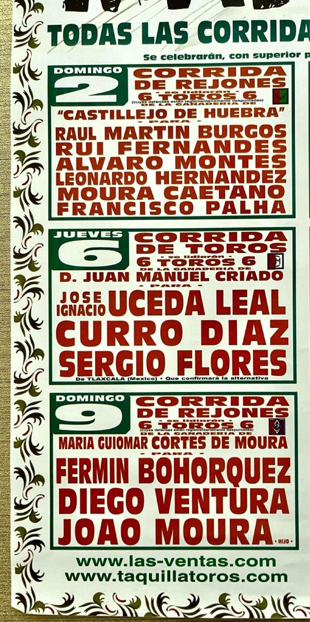 CARTEL DE TOROS DE MADRID, FERIA DE LA CULTURA 