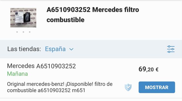 Filtro Combustible Mercedes-Benz