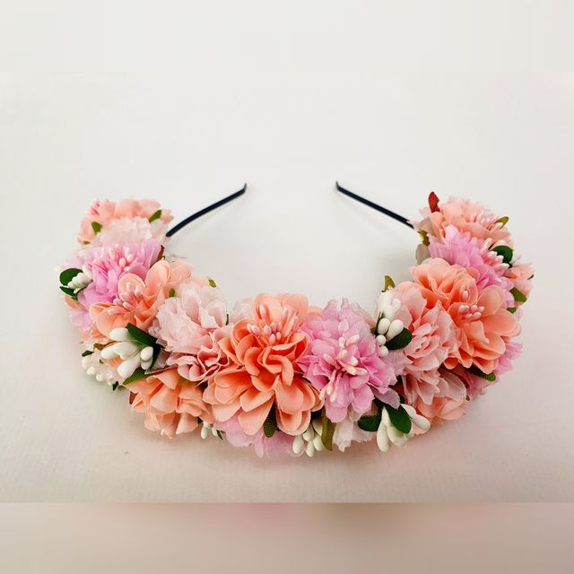 Corona flores rosa pastel