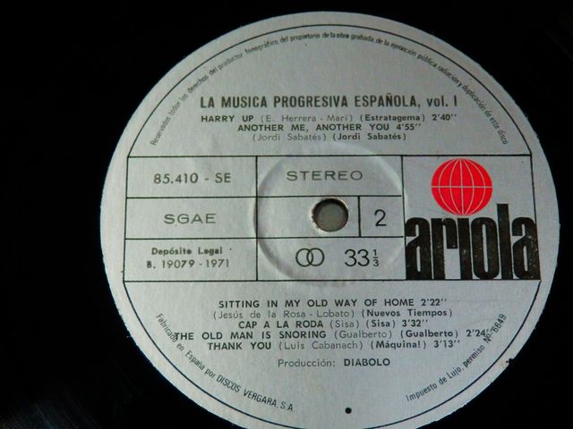 MÚSICA PROGRESIVA ESPAÑOLA Vol 1 * LP muy raro