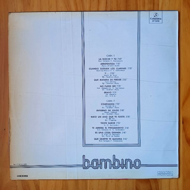 LP Vinilo de Bambino- La noche y tu
