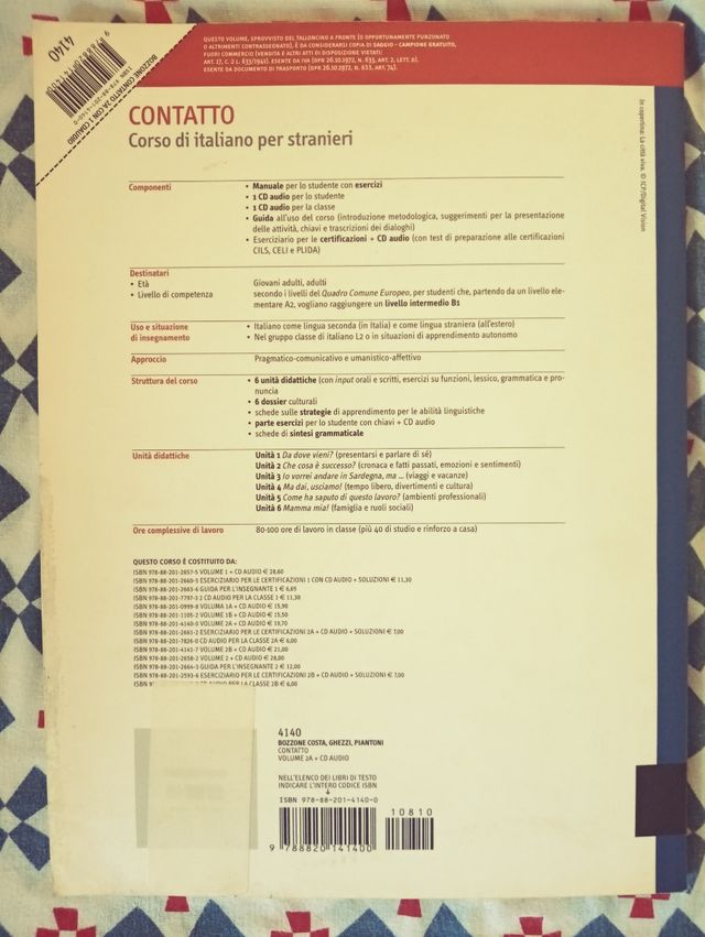 Contatto 2A (Nivel B1). Edit. Loescher. Incluye CD