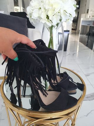 Sandalias De Mujer POPA CUÑAS CONGO FLECOS NEGRO NEGRO
