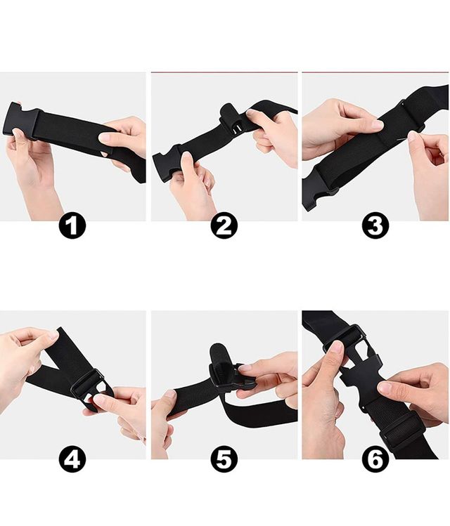 Fettuccia nera con 10 chiusure.