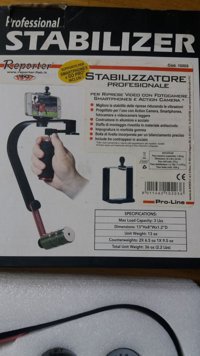 Stabilizzatore per macchina fotografica o video