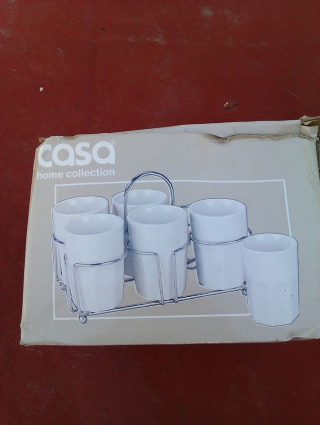 vasos de cerámica+soporte de metal. NUEVO