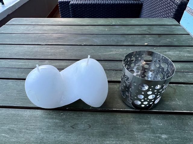 VELA DE DISEÑO BLANCA + PORTAVELAS REGALO