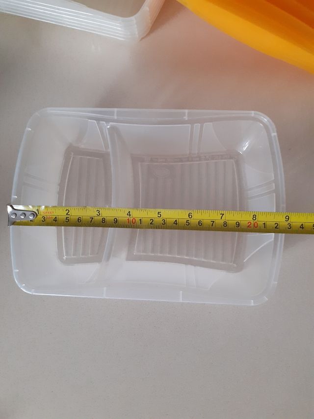 6 Contenitori di plastica con due scomparti