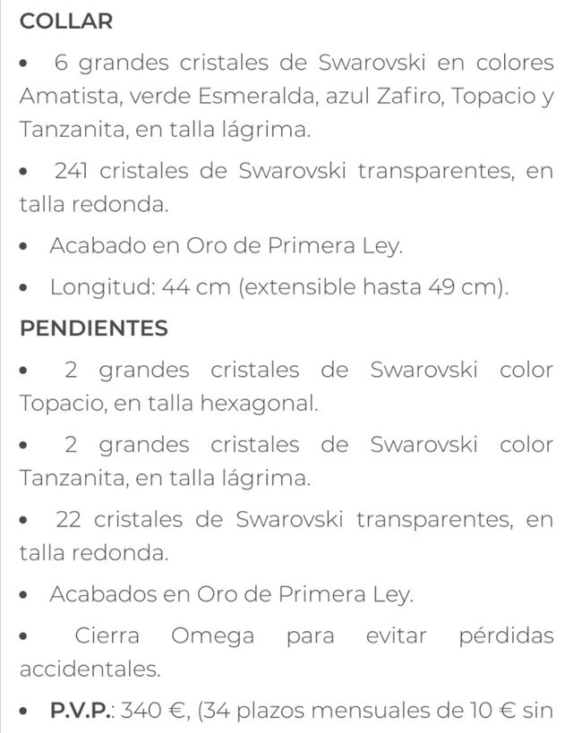 Collar y pendientes de Swarovski
