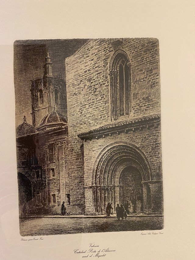 3 láminas litografÃa de espacios de Valencia