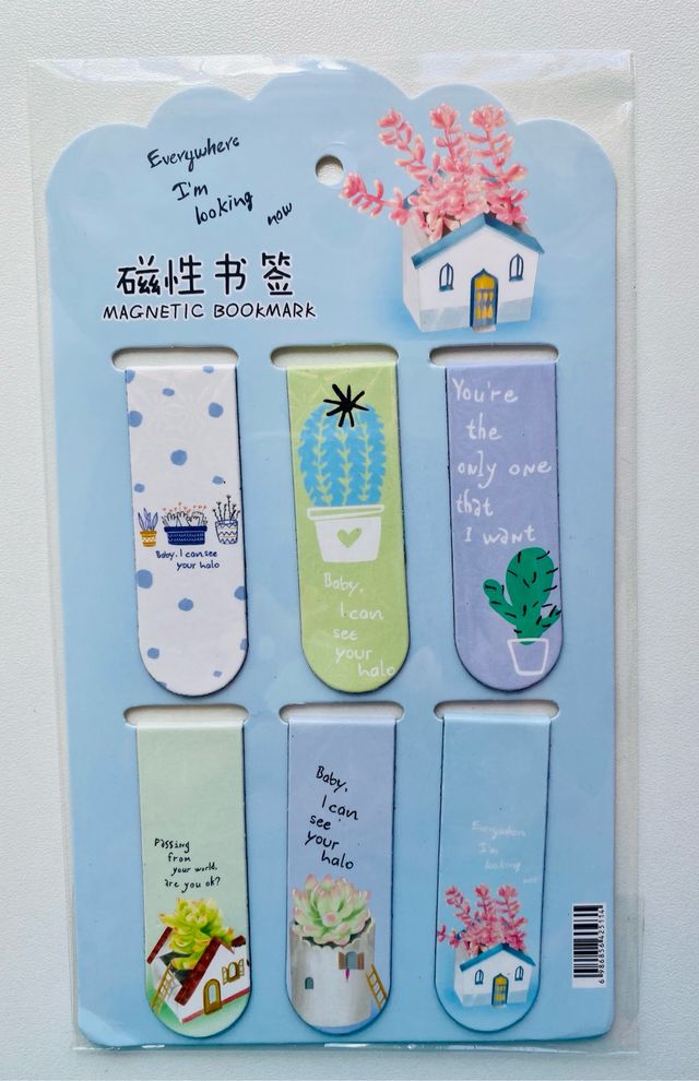 Marcapáginas magnético Kawaii cáctus