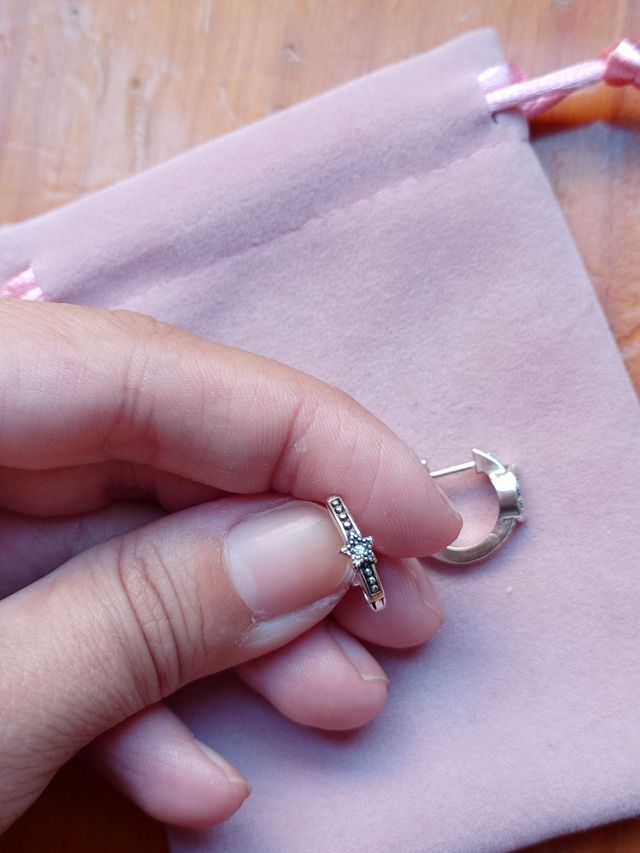 Pendientes Luna y Estrella de plata de ley