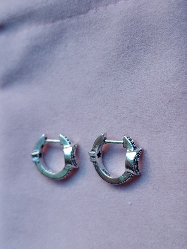 Pendientes Luna y Estrella de plata de ley