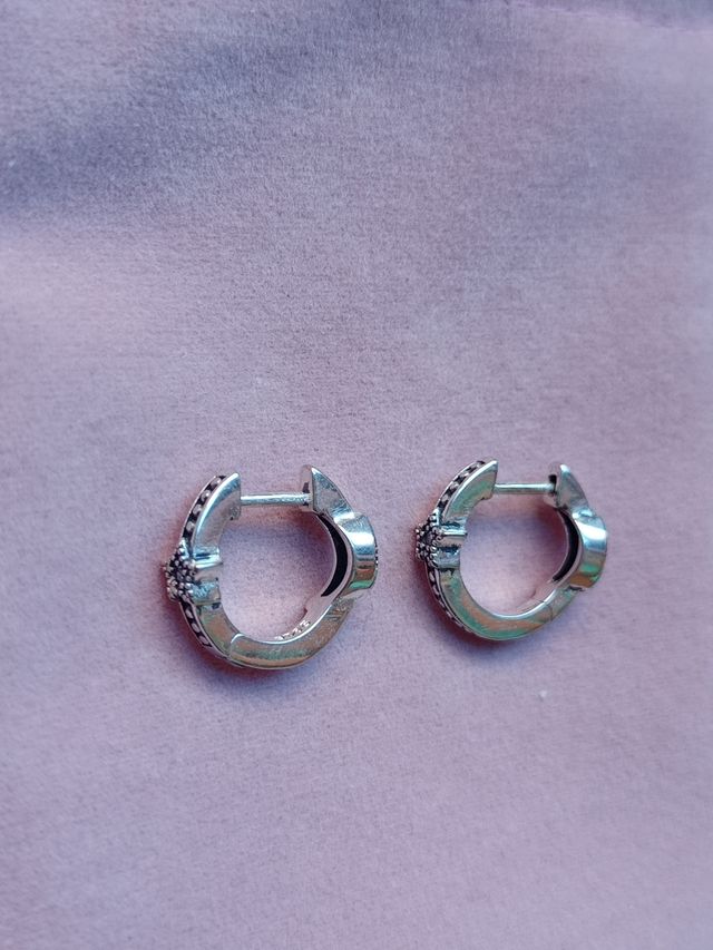 Pendientes Luna y Estrella de plata de ley