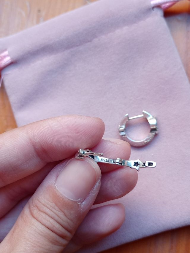 Pendientes Luna y Estrella de plata de ley