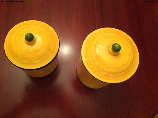 Juego tarros y fuente cerámica amarilla ¡NUEVO!