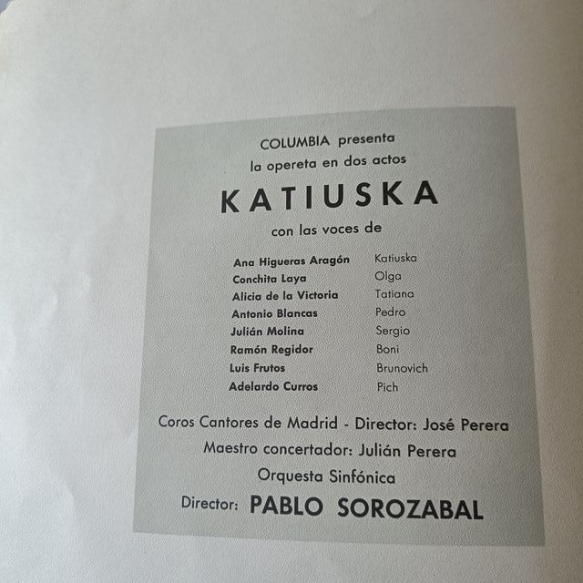 Vinilo Katiuska - Zarzuela con libreto