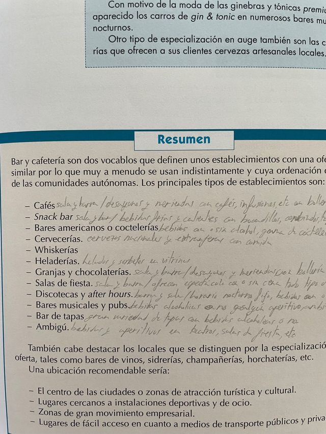 Operaciones y procesos de bar y cafetería