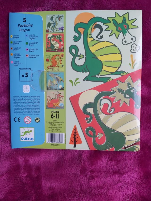 Plantillas dragones Djeco y cartas Dino