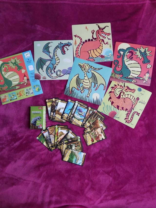 Plantillas dragones Djeco y cartas Dino